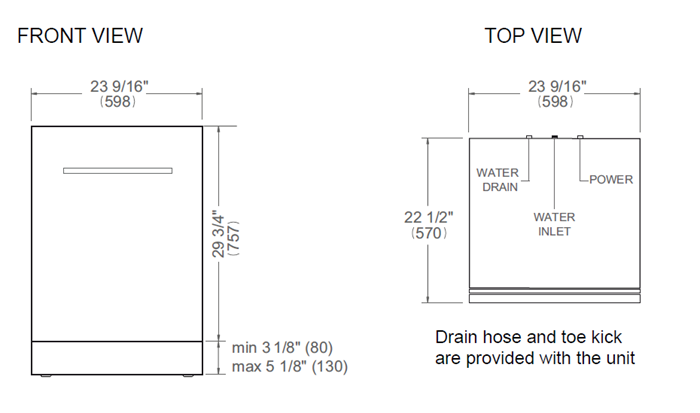 24 inch Dishwasher Tall Tub with Stainless Steel Panel and Bar Handle, 15 place settings, 42 dB, 6 wash cycles | Bertazzoni